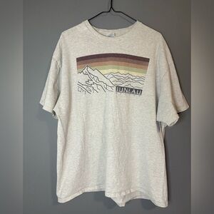 Men’s Graphic Print Gray T-Shirt, size 2XL, “Juneau Alaska” mountain